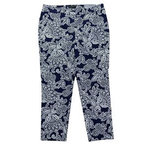 Talbots Chatham Ankle Pant Sz 14P Petite Blue Paisley Slim Leg NWT $99